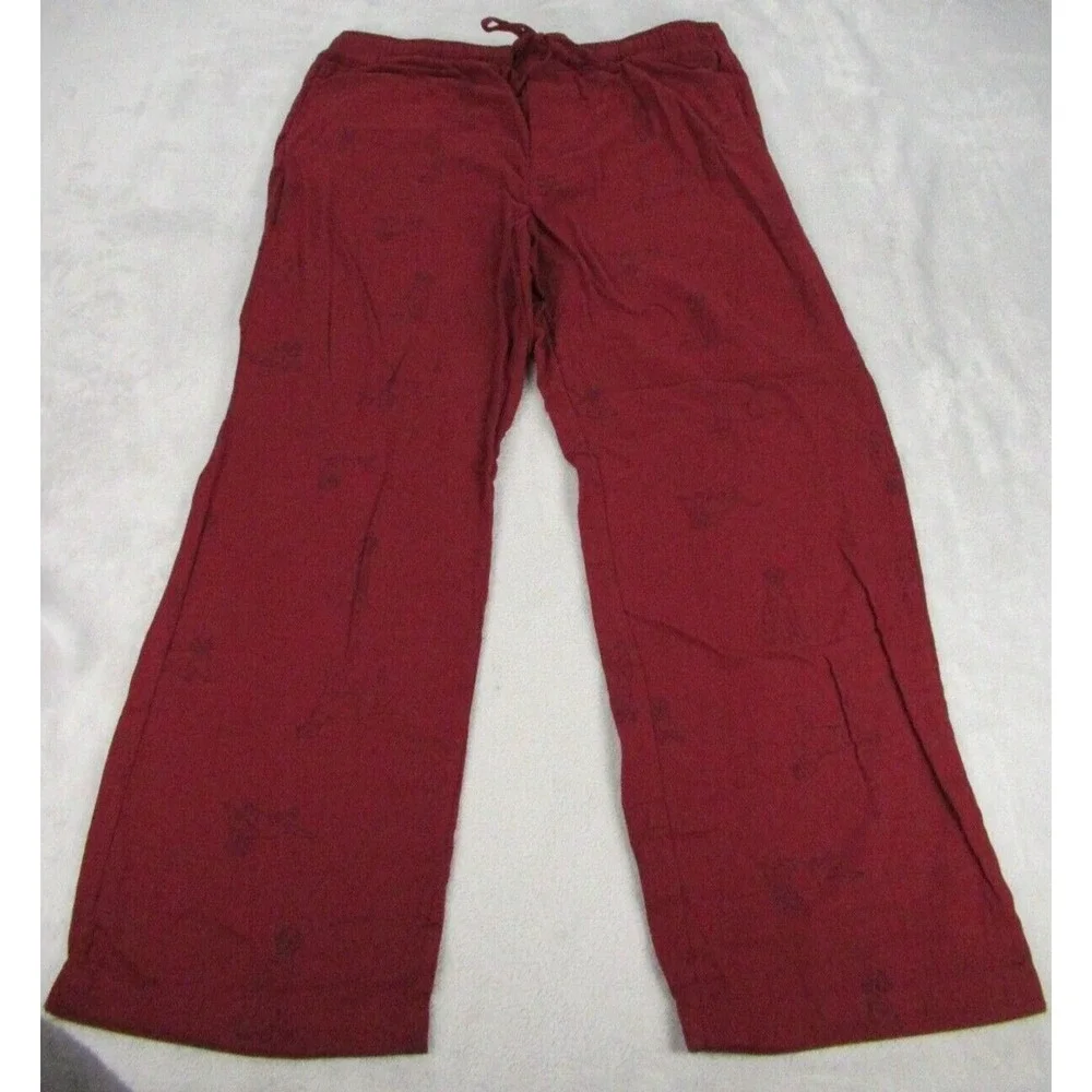 Sonoma Pants Men XL Red All Over Dog Print Flame Resistant Elastic Sleep 38x29